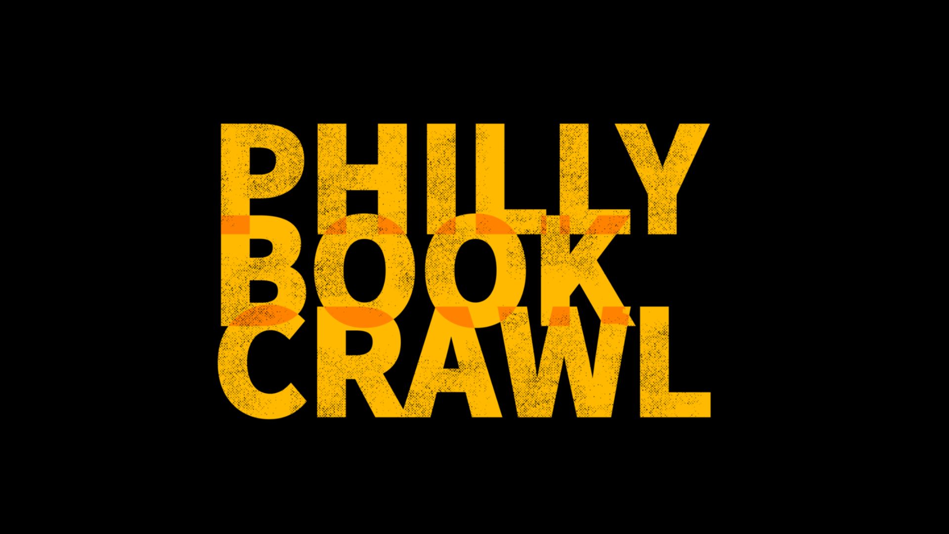 A black background with big gold and slightly orange-tipped letters reading "Philly Book Crawl" in all caps